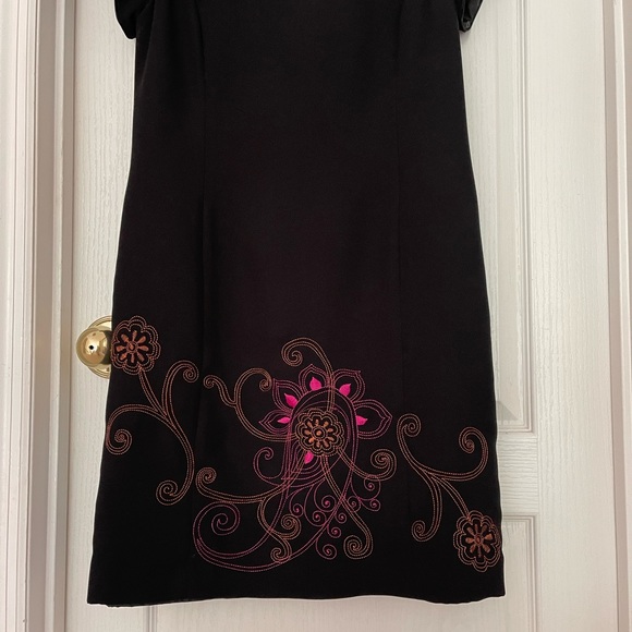 New Vtg Amanda Smith Exclusive of Decoration Black With Embroidery Dress, Sz 10 - Picture 6 of 12